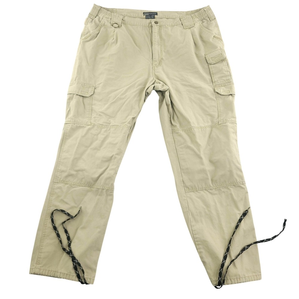 5.11 Tactical Pants Mens 44x31 Beige Cargo Canvas Elastic Waist Outdoor Workwear